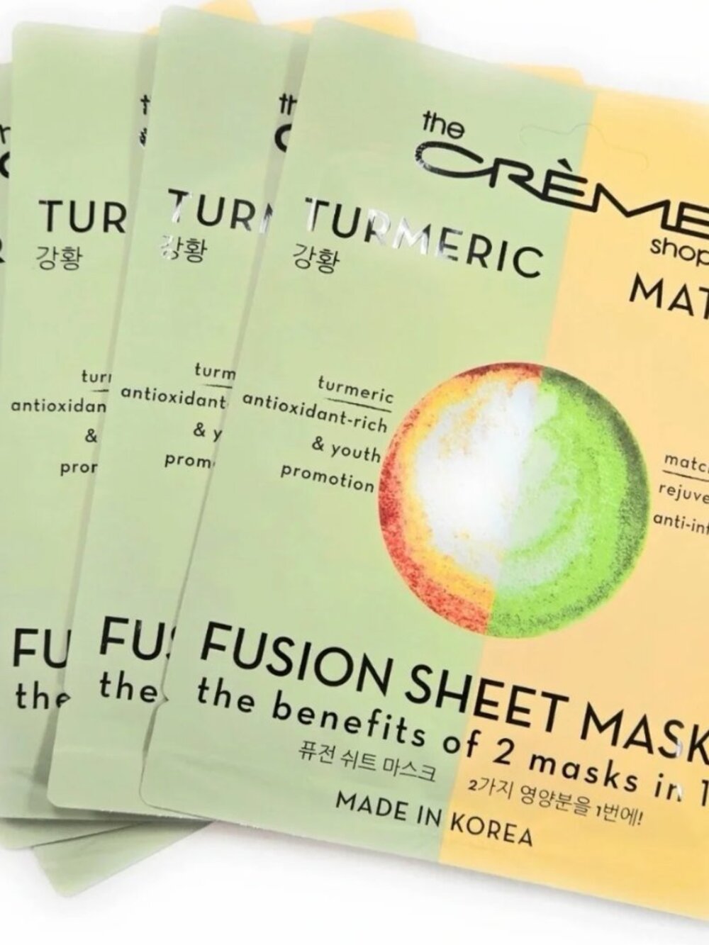 The Crème Shop Turmeric + Matcha Fusion Sheet Mask — Green/Yellow